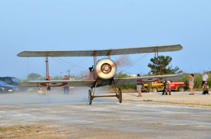 Dawn on June 23, 2016. David Bremner takes off at Thassos from the same spot as his grandfather, holding the same stick and with his feet on the same rudder pedals, exactly 100 years later