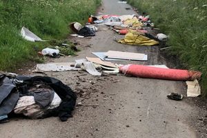 The fly-tipped waste in Nether Lane, Burntwood.