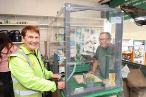Steve Webb, from Webb's of Bearwood, with a customer.
