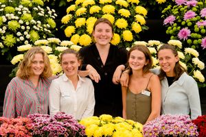 Olivia Whitaker, Catherine Hughes, Rachel Gough, Laura Grantham and Cece Whittingham at Shrewsbury Flower Show
