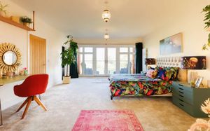 One of the bedrooms with a balcony. Picture: Purplebricks