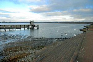 Before – this image of Chasewater taken from a similar angle shows how low the water levels were before the winter