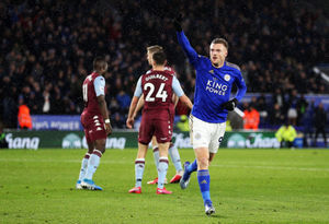 Leicester City's Jamie Vardy celebrates scoring