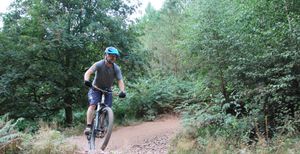 James Whitford doing his mountain bike training