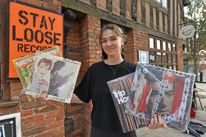 After having to close down a few years ago, record shop Stay Loose  'Reimagined'  is now open from Wednesdays to Saturdays above Tunwalls cafe, Wolverhampton. Pictured from the cafe is Bronwen Stackhouse.