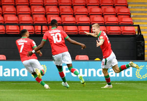 Kieran Phillips celebrates his early goal.