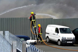 Inside the recycling plant, Stourbridge,as firefighters battle to stop the flames