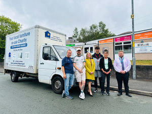 WALSALL - Windsor Academy Trust's Adele Reynolds; Nick Tuck with Cheryl and the Team at Pass It On