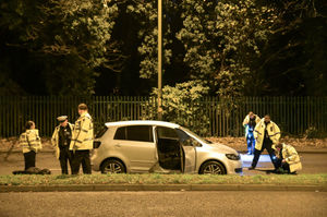 Police at the scene in Queslett Road, Great Barr. Photo: SnapperSK