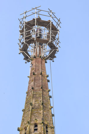A rope could be seen on the spire of the church. Photo: Snapper SK