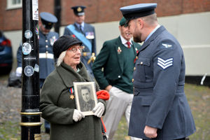 Shrewsbury Remembers. Pictured, Euryl Hoskins with a photo of her father, Mark Stevens