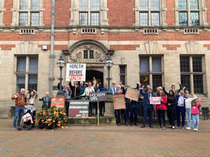 Hixon Residents With Councillors And Mp Sir Gavin Williamson Outside County Buildings Following The October 2 Planning Committee Meeting. Photo by Staffordshire LDR Kerry Ashdown. Free for use by all LDRS partners