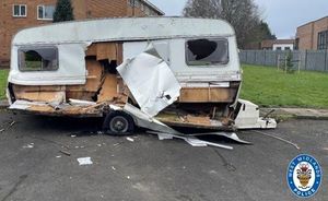 During the police chase Burns crashed into a stationary caravan