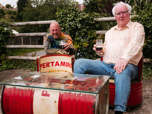 Supporting image for story: Patio set oddity made from olive oil barrels goes on sale