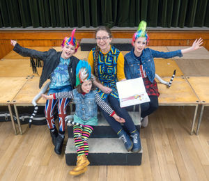 Captain Blizzard's Circus Fantasia costume designer and maker Liza Ashby with The Punk Possums, left to right Alice Eccles, Tyneya Moore and Eva Bridges