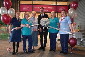 From left: Fay Smith (senior staff nurse), Jane Small (Hospice at Home), Lilian Hunt (volunteer), Charles Hanson, Denise Sharratt (Hospice at Home) and Jill Frampton (therapy and wellbeing team)