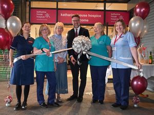 From left: Fay Smith (senior staff nurse), Jane Small (Hospice at Home), Lilian Hunt (volunteer), Charles Hanson, Denise Sharratt (Hospice at Home) and Jill Frampton (therapy and wellbeing team)