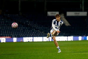 Skipper Cole Deeming cracked the crossbar with a fine late free-kick. (Photo by Adam Fradgley/West Bromwich Albion FC via Getty Images)