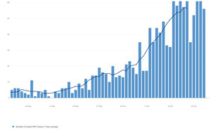 The daily number of new Covid-19 cases in Telford since September 30. Data: Public Health England