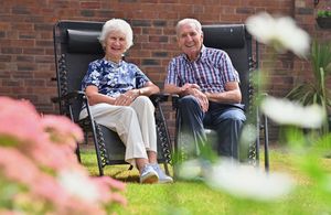 1960 Olympic gold medalist Anita Lonsbrough (left) smiles with her husband of 60 years and track cycling legend Hugh Porter.