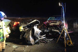 The two car crash near Shrewsbury. Photo by Shropshire Fire and Rescue Service