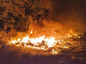 Supporting image for story: Caravans melted to the ground in Aldridge blaze