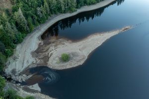 Lake Vyrnwy's low water level exposed. Photo: Carl Edwards