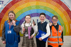 L-R: Lunchtime Supervisor, Evie-Mai Preston, 11; Year 5 class teacher, Maddison Jones, 9; Headteacher, Daniel Jaafar, 10 and Site Supervisor, Thomas Fiddler, 10.