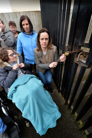 Disabled and vulnerable children have been locked out of Old Falling's Adventure playground after it was closed due to vandalism. Pictured holding the lock is Claire Dainty..