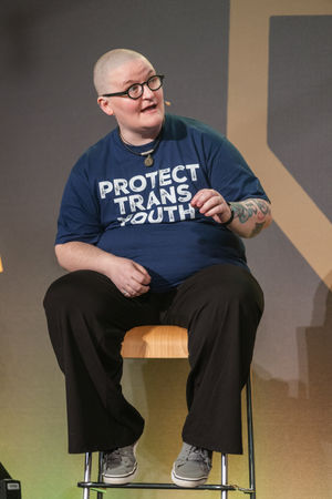 G Sabini-Roberts speaking at The Big Festoon, March 2025