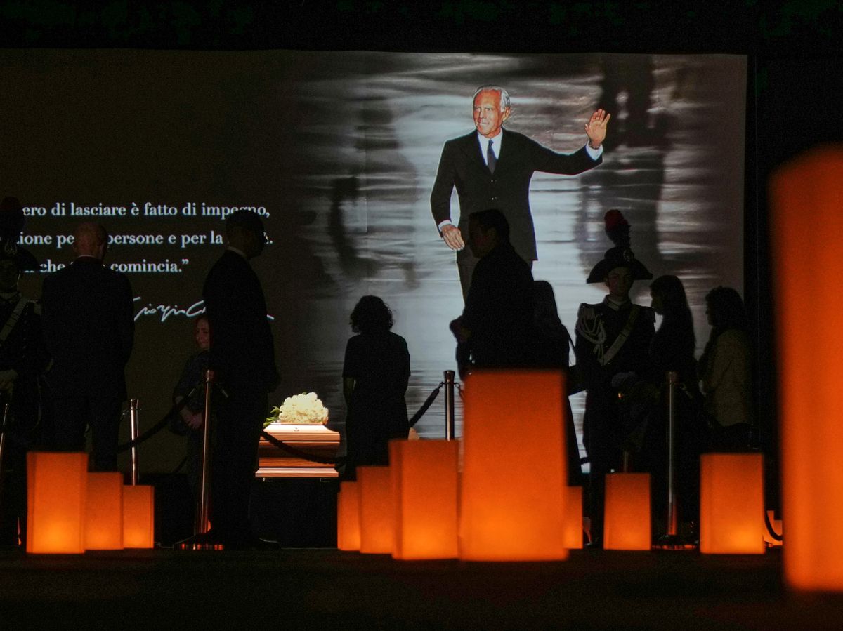 Mourners pay last respects to Italian fashion designer Giorgio Armani