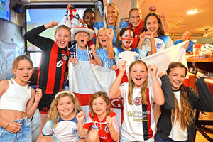Fans watching the England Women's World Cup final at The Crown in Bridgnorth