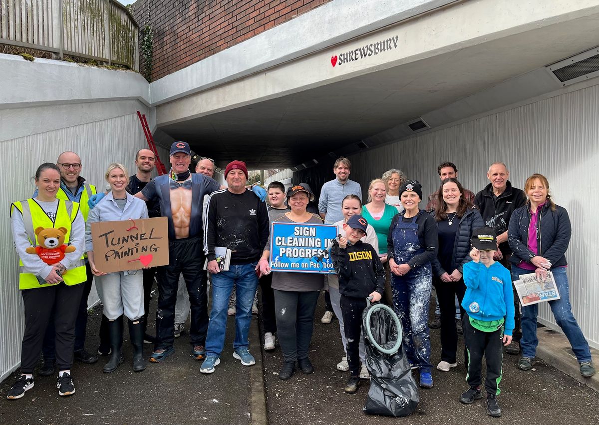 People came from all over the place: Community reclaims Shrewsbury underpass daubed with St Georges crosses People came from all over the place: Community reclaims Shrewsbury underpass daubed with St Georges crosses