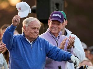 Supporting image for story: Honorary starters Jack Nicklaus, Gary Player and Tom Watson kick off the Masters