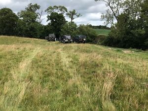 Several off road vehicles were photographed on a stretch of river in south Shropshire
