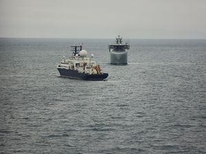 Supporting image for story: Royal Navy submarine used to warn off Russian spy ship loitering over cables