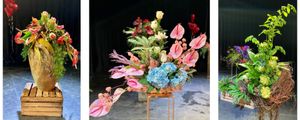 Leanne and Sionedd displayed their floral arrangements to raise the funds