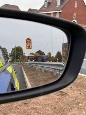 Abnormal load making its way through Stone.