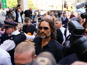 Russell Brand arriving at Westminster Magistrates’ Court