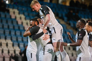 Natham Cameron celebrates scoring for Telford  (Ashley Griffiths - Grifftersworld Photography)