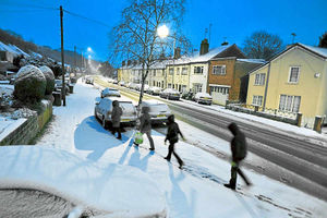 Snow covers Henwood Road in Compton, Wolverhampton, in 2013