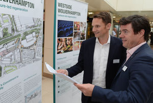Consultation on the planned new Westside Wolverhampton development, which has been held in the Mander Shopping Centre. Barry Crabb and Simon Hawkins both from Urban & Civic