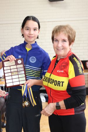 Rising star Evie Charles with Rita Taylor