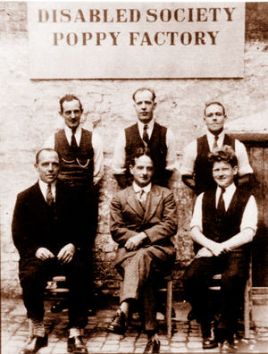 It started here – Major George Howson (front centre), who founded the Disabled Society Poppy Factory in 1920