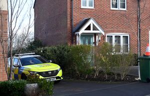 Police in Devereux Gardens, Great Haywood, on Thursday morning