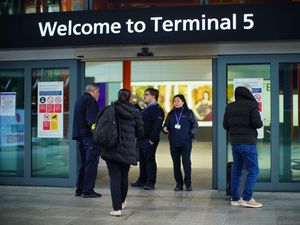 Stranded passengers at Heathrow Terminal 5 in London