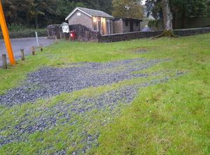 Flooding lifted the car park surface onto the grassed area at the Linney Riverside Park. Picture: Ludlow Town Council
