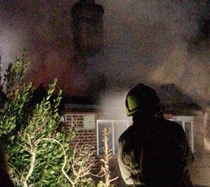 Firefighters tackle the blaze. Photo: @Welshpoolfire