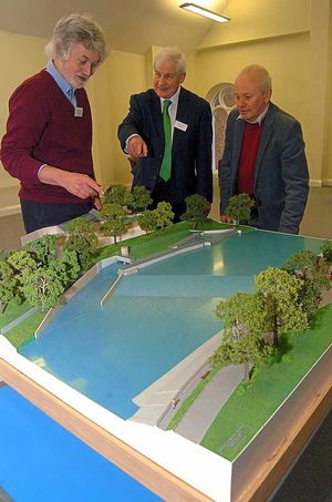 Dave Green and Mark Scutt with Len Marlow, from All Rivers Hydro