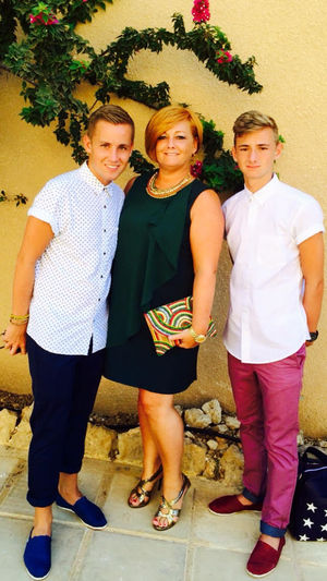 Suzy Evans, with Joel and Owen